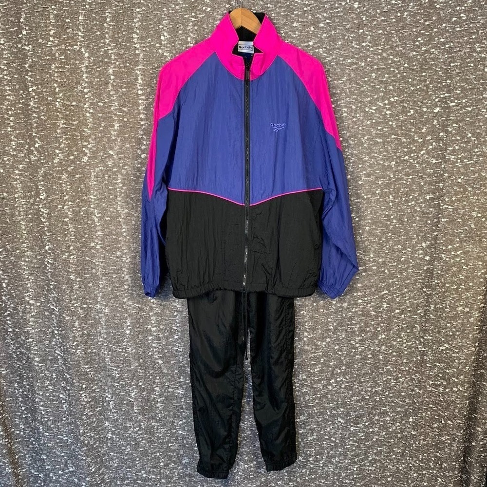 Vintage Reebok Retro Windbreaker Nylon Tracksuit 90s Colorblock Women's Medium‎